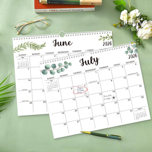 Amazon Cross-Border 2026 English Creative Simple Yo Coil Wall Calendar Ins Style Modern Desk Calendar Schedule Notes