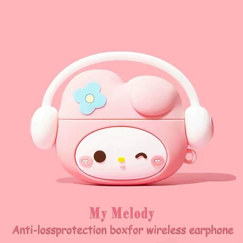 Apple, cartoon headphones, compatible protective case, print, pro3, bluetooth, 3/4