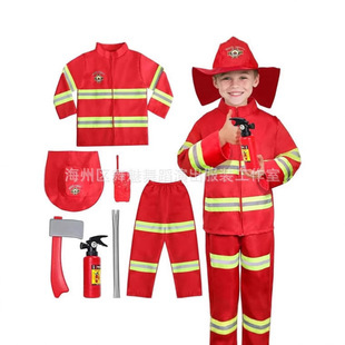 Children's Fireman Clothes suit Performance Clothing Kindergarten Parent-Child Activity Clothing Children's Career Experience Fireman