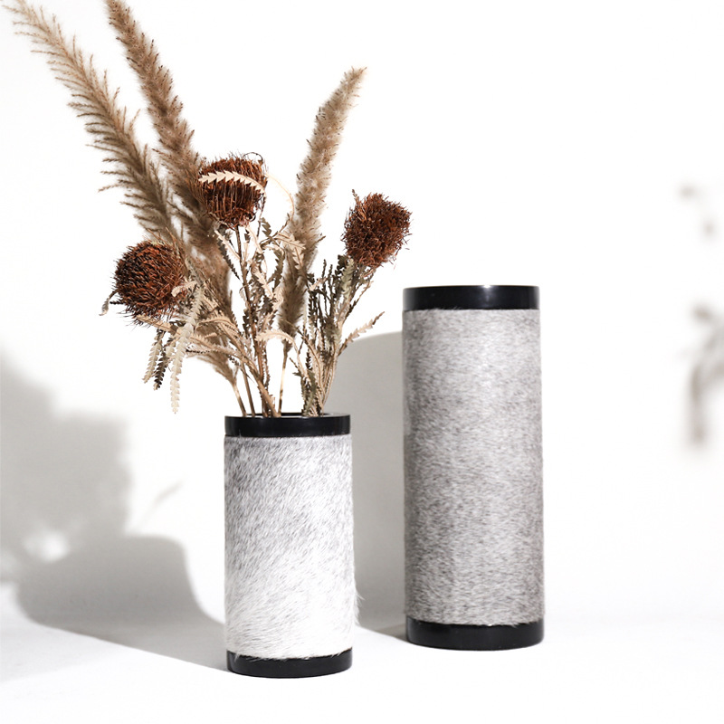 European Marble Flower Vases,Genuine Leather Horse Hair Vases,Sales Department Coffee Table,Flower Vases,Home Entrance,Living Room,Soft Decoration Flower Arrangements