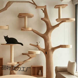 树干猫爬架实木猫架跳台一体猫窝家用原木猫树豪华别墅猫抓柱