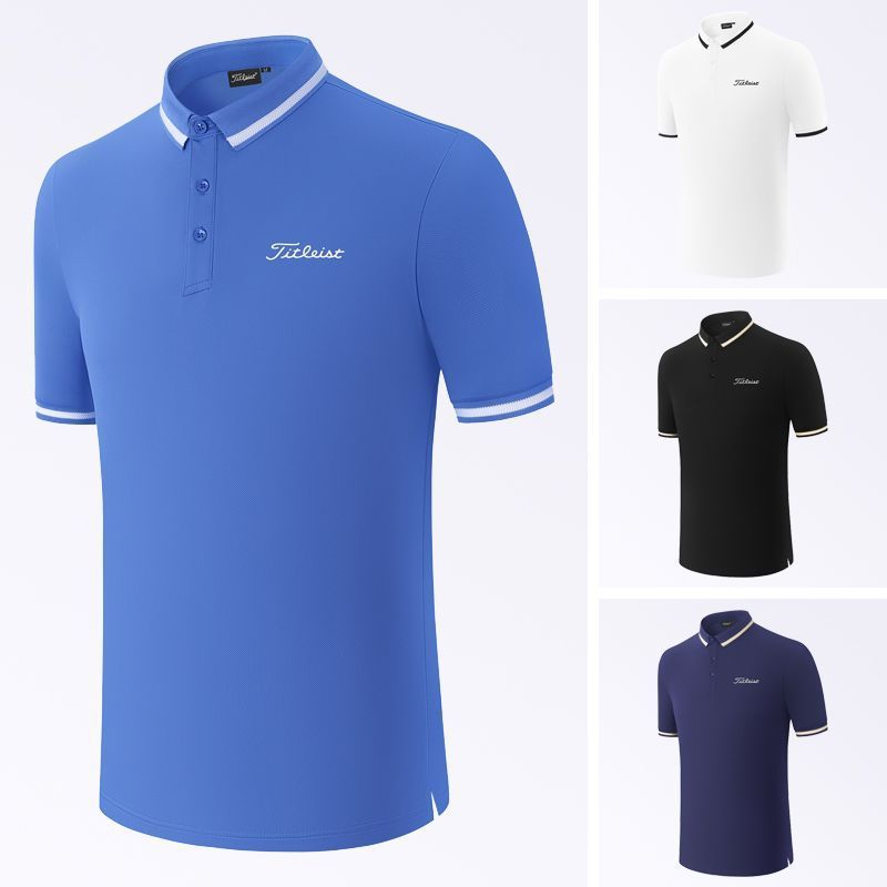 Summer Golf Short Sleeve T-Shirt Korean Style Quick Dry Slim Fit Lapel Top Golf Men's Clothing Casual Sports Jersey
