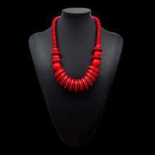 �͹ņΌ�ľ��Ƭ�A��朲����ׁ����޶�ɫ�� necklace women wood