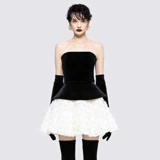 现货|欧美女装新款黑色丝绒立体盘花三件套时尚休闲套装