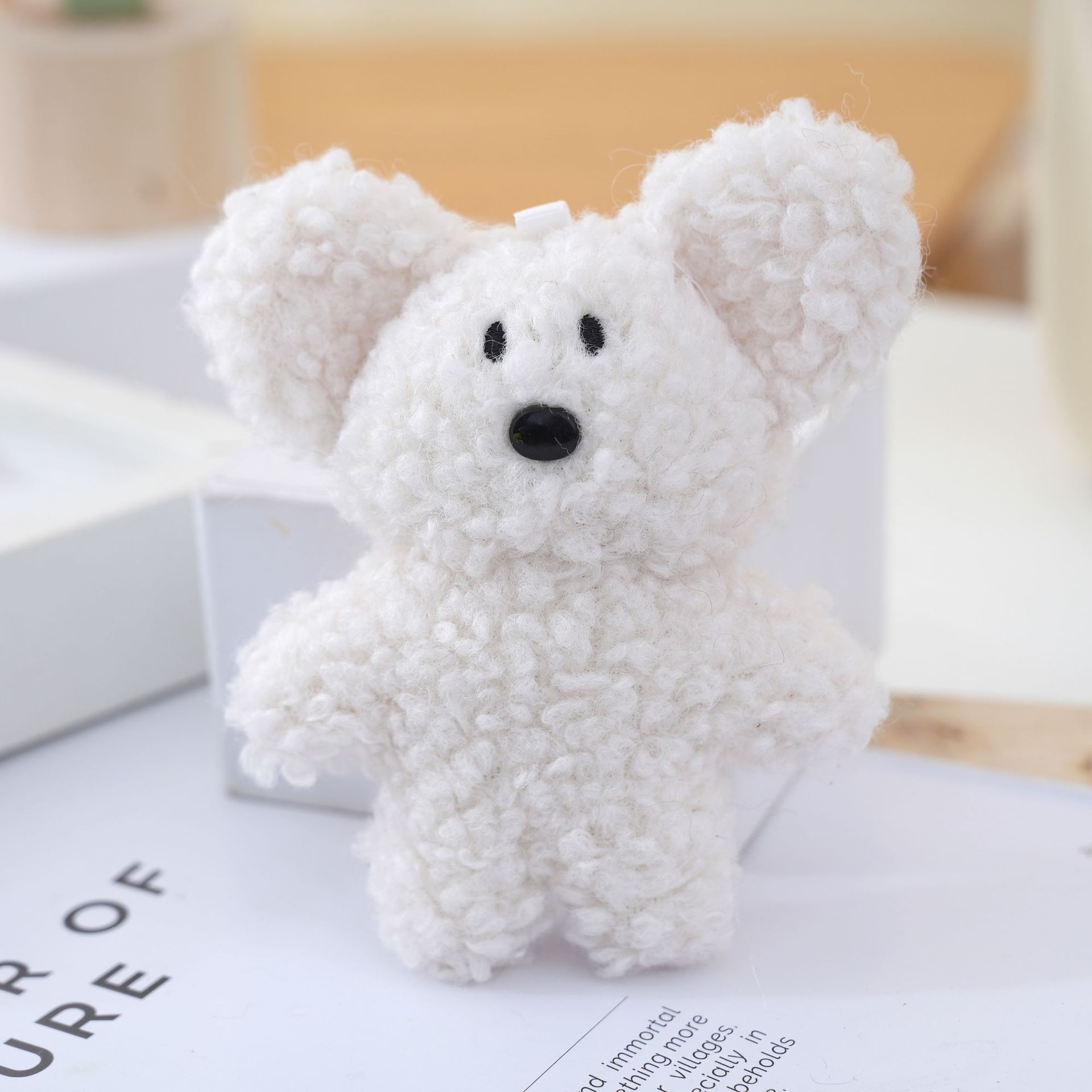 Cute white plush pendant