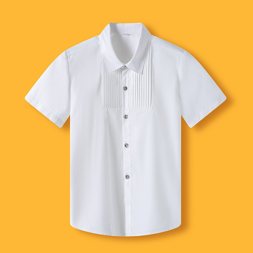 Children's short-sleeved white shirt boys summer thin short-sleeved white shirt girls performance uniforms primary school students pure cotton school uniforms