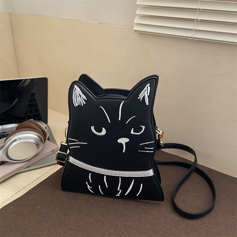Carino piccolo gatto 2025 Nuova borsa a tracolla divertente europea e americana per Halloween per donne Versatile monospalla Piccola rotonda_voghion.com