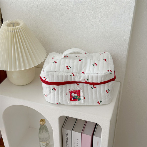 Cherry Cat Cosmetic Bag Large Capacity Ins Style Cute Storage Bag Student Portable Stationery Bag Portable Toiletries Bag