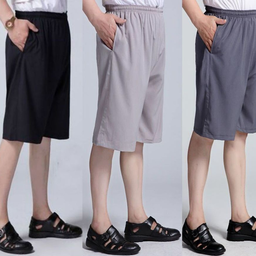 Korean version of middle-aged and elderly casual silk shorts men's shorts summer non-ironing cool pants plus fat to increase a generation of hair