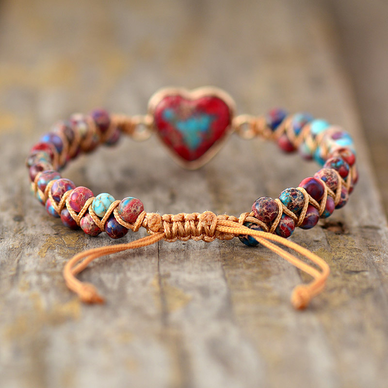 Vintage Style Colorful Heart Shape Emperor Stone Bracelets In Bulk display picture 3