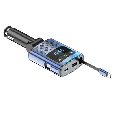 Car Bluetooth retractable charger PD65W fast charging, can charge laptops, FM transmitter BC99 car charger