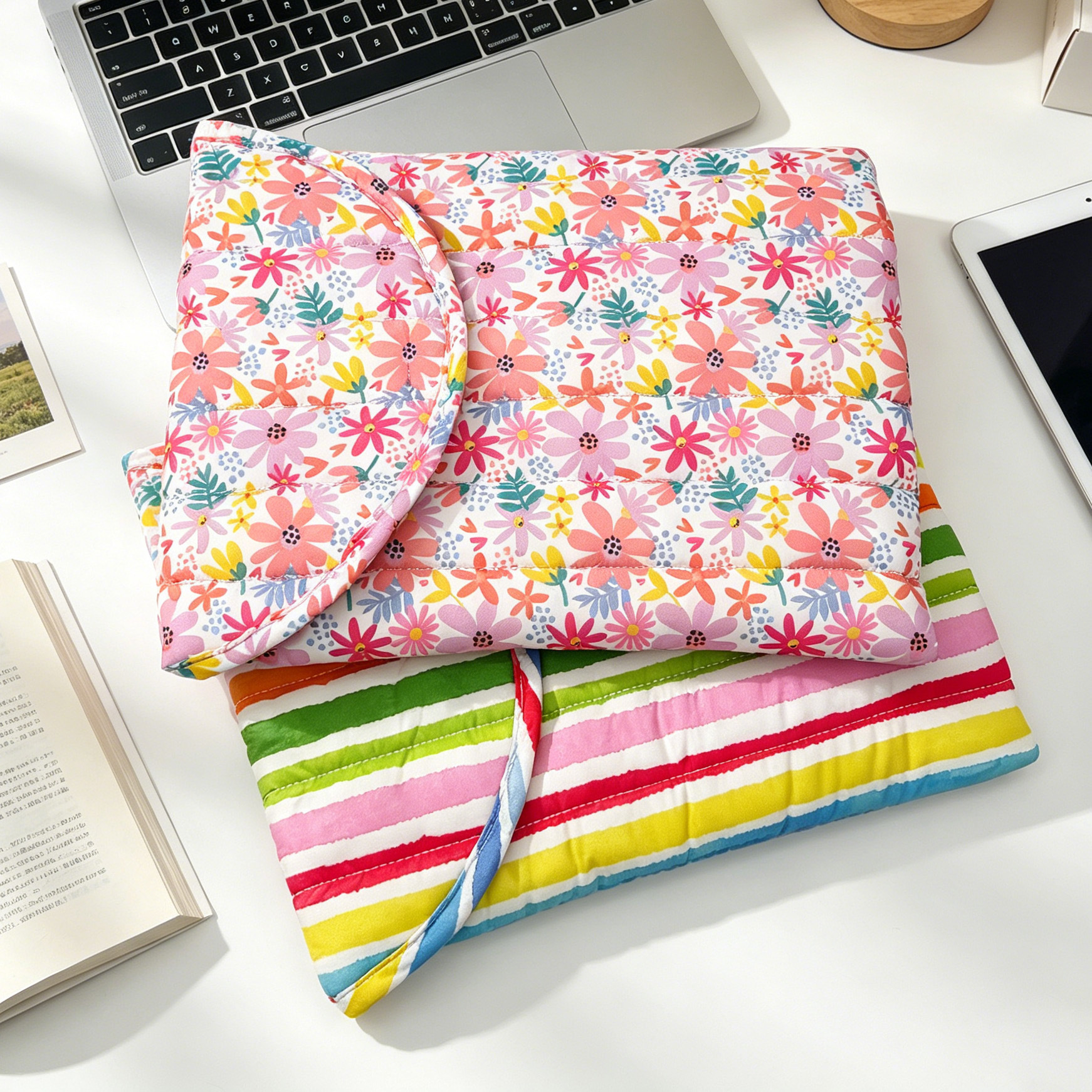 15inch Quilted Floral Inner Bag Cross-Border New Cartoon Print Tablet Bag Laptop Storage Bag Wholesale