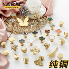 Rose Creative Pull Handle Brass Four Leaf Clover Drawer Single Hole Nordic Closet Pure Copper Golden Bee Door Handle 