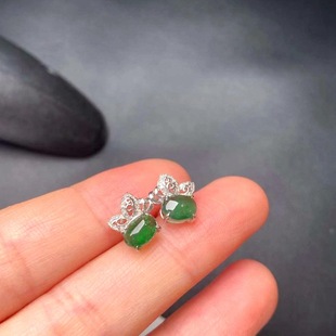 Jade Earrings Inlaid with 18K Natural A Goods Jade Earrings Jewelry Pair with Certificate