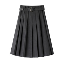 2025年冬季新款女装气质高腰带显示百褶半身裙中长款裙子 3J4S410