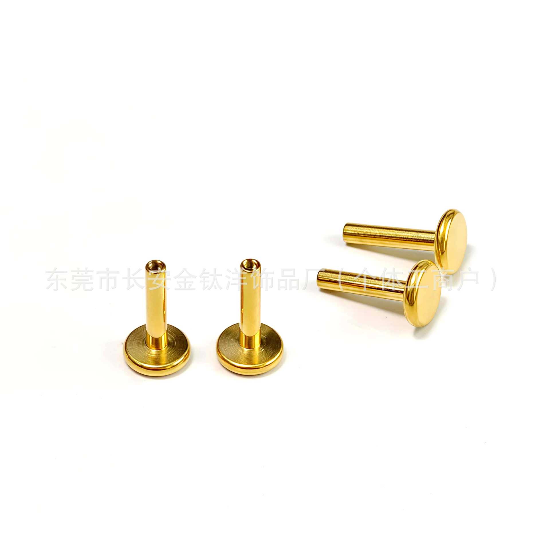 F136 Titanium 18K Gold Plated Internal Thread Labret Stud Flat Bottom Rod Body Piercing Jewelry detail image 4