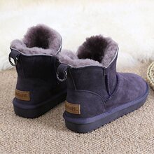 冬季新款真软皮雪地靴女短筒2025冬防滑百搭加厚毛毛绒保暖短靴子