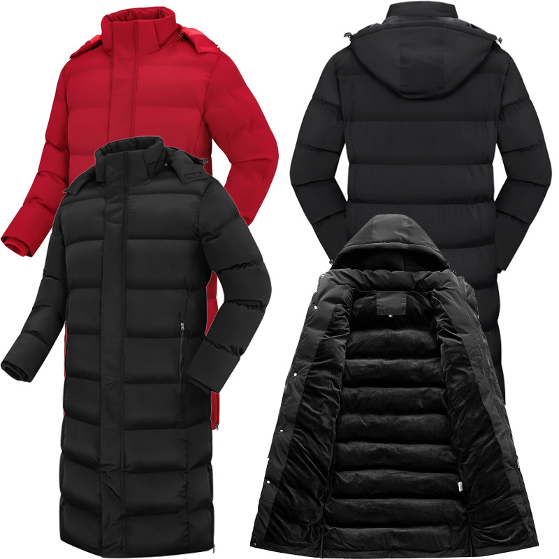 Winter training knee-length sports coat thick down cotton-padded jacket men's and women's warm art test coat long coat custom wholesale