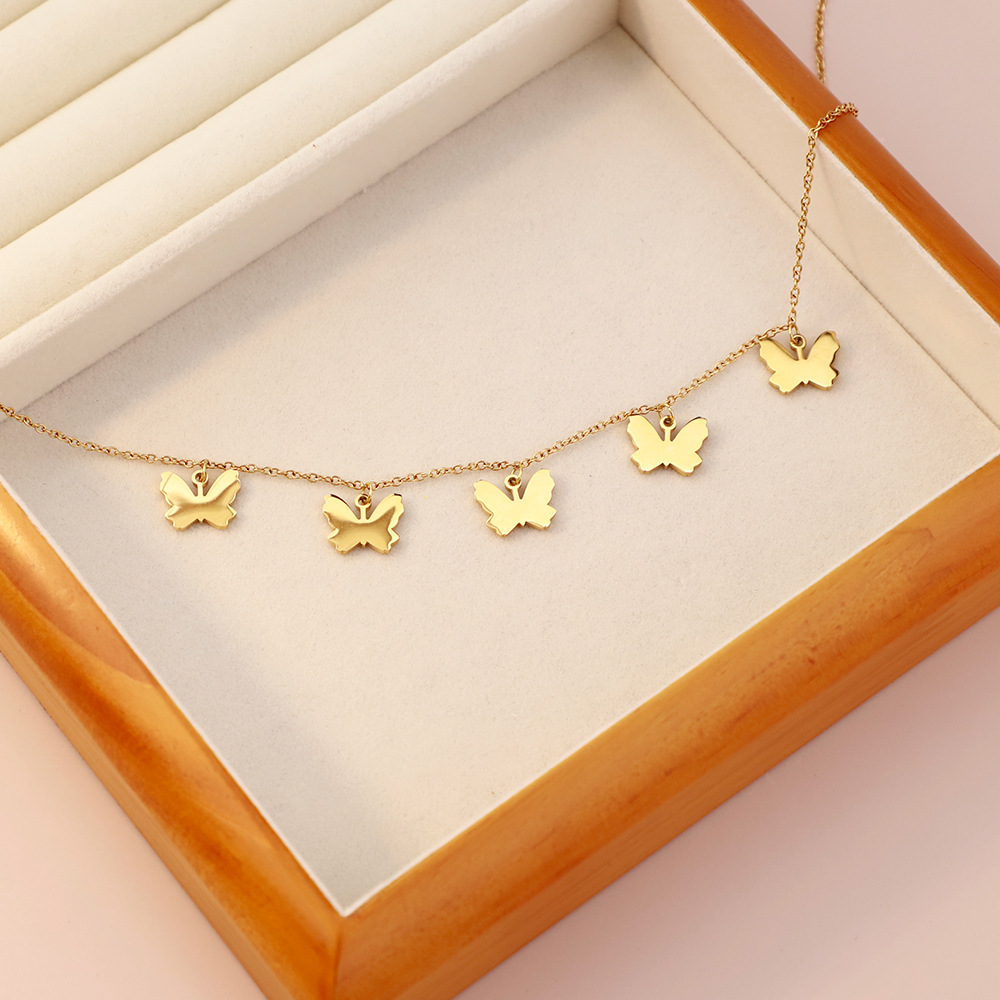 Stainless Steel Elegant Simple Style Butterfly Plating Necklace display picture 3