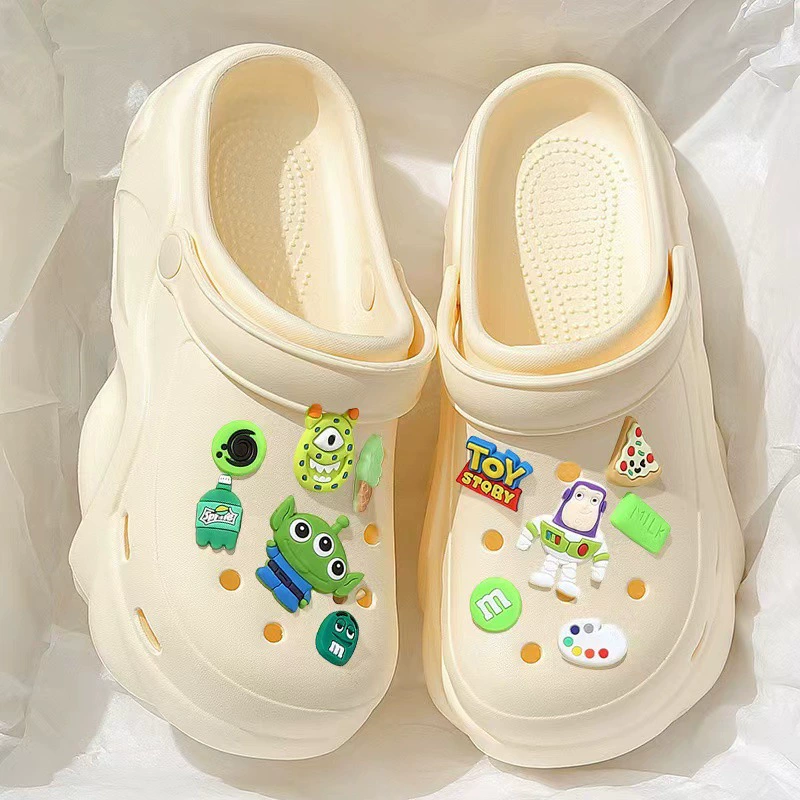 Absolutely Cute Croc Shoes Women's EVA Summer Outerwear 2024 New Beach Shoes Anti-Slip Anti-odor Thick Sole Heightening Drags