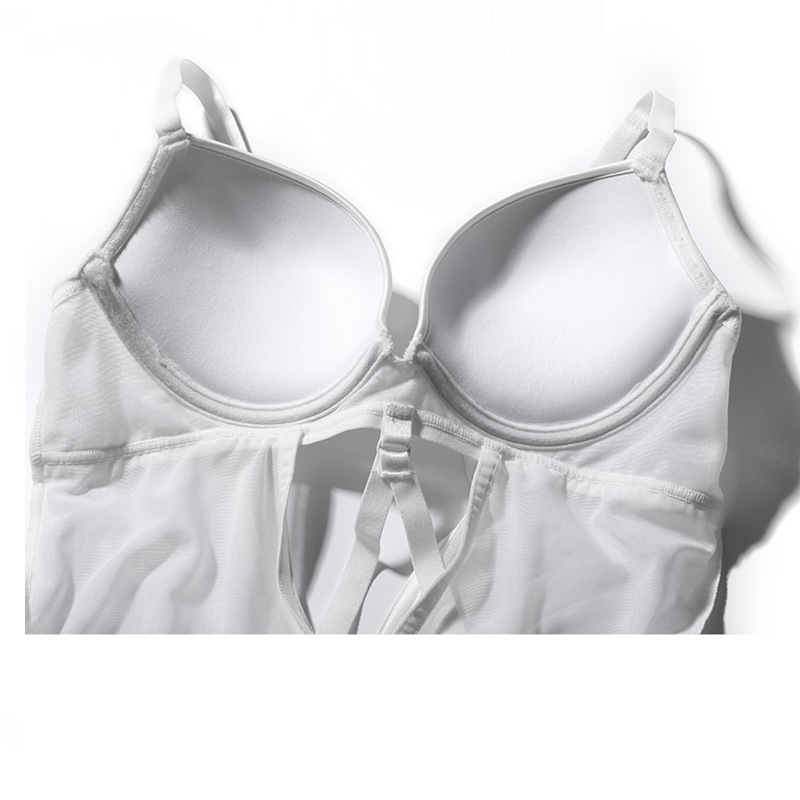 Wind sexy embroidery with steel rings gathering for fun jumpsuit, women's underwear set, cross hollowed out jumpsuit_voghion.com