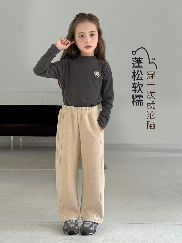 图图小象女童裤子秋季2025新款儿云柔肤感蚕丝羊绒裤中大童休闲裤|undefined