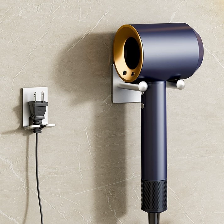Держатель для фена на стену (Dyson), корпус из алюминия Space, без сверления и крепления винтами