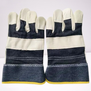 牛皮手套防割隔烫隔热手部防护劳保焊工牛仔布电焊专用防烫防滑