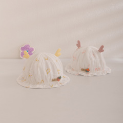 Baby Hat Summer Thin Cute Antler Newborn Fisherman Hat Cartoon Rabbit Print Unisex Baby Hat