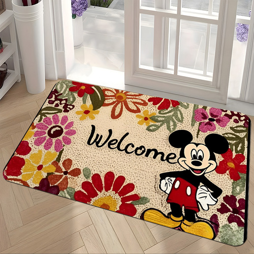 Mickey Crystal Velvet Door Mats Household Entrance Mats Bathroom Water Absorbable, Non-slip, Easy to Care, Foot Rub Door Mats
