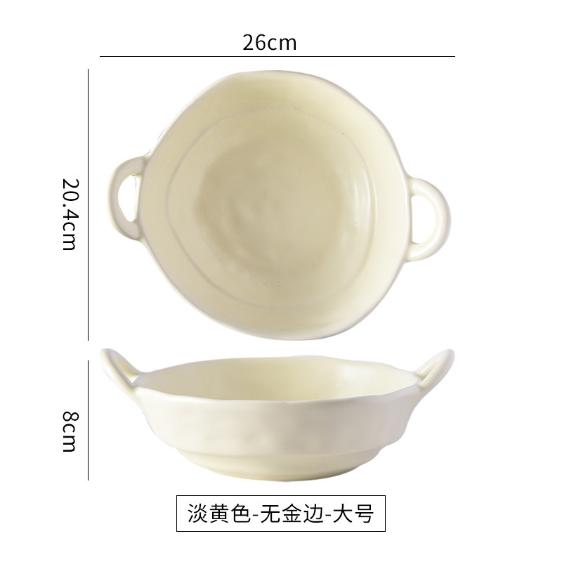 シンプルなマットセラミック両耳ボウル食器プノンペン不規則な手練り模様のスープボウルニッチラージボウルライスボウルラーメンボウル|undefined