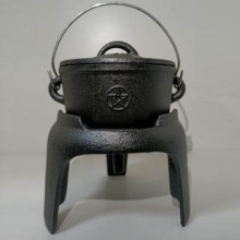 三脚锅铸铁手工复古摆件燃烧锅装饰仪式道具中式几何造型