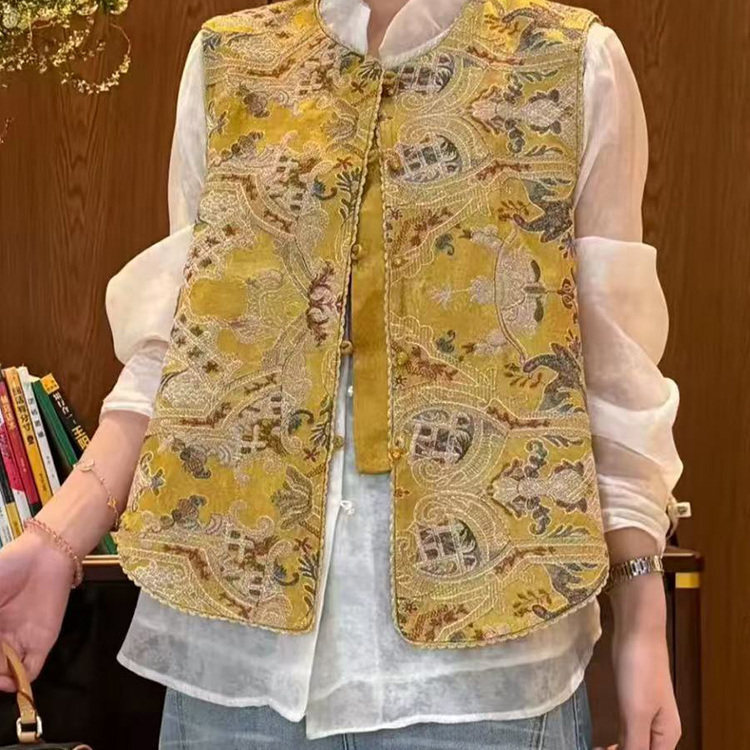 新中式重工国风刺绣马甲女2026春季新款无袖坎肩宽松显瘦百搭上衣