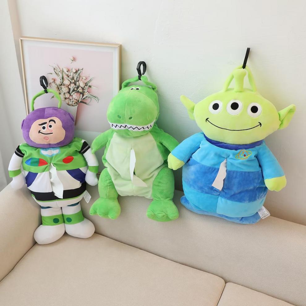 Cute Cartoon Buzz Lightyear Tissue Holder Car-Mounted Hanging Tissue Cover Car Interior Decoration Plush Tissue Dispenser