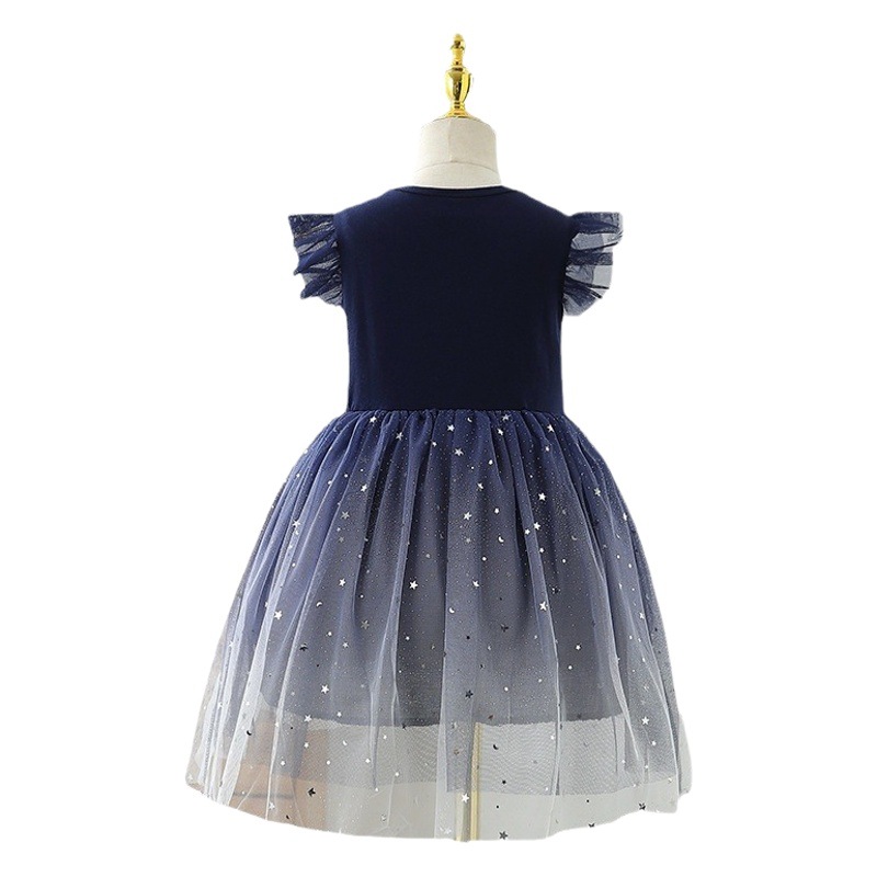 Vestido de las niñas Otoño Nuevo estilo occidental vestido de verano para niños Vestido de princesa de manga corta para niña ropa de algodón para niños moda