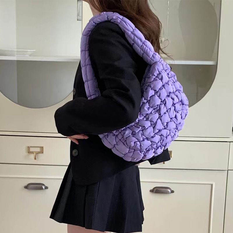 Women's Pleated Cloud Shoulder Bag Soft Puff Fashion Handbag_voghion.com