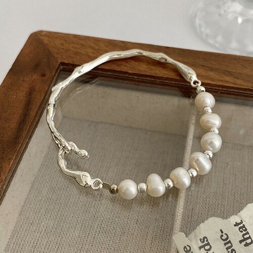 Baroque Abalone Freshwater Pearl Bracelet with Tree Branch Texture Pearl Clasp Korean Style Personality Fashion Influencer Jewelry