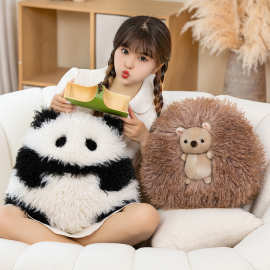 新款球球抱枕可爱熊猫小刺猬毛绒玩偶抱枕生日礼物送女孩可批