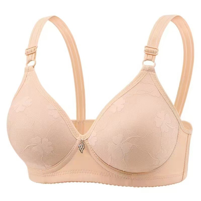 K8 New Summer Style Middle-Aged and Elderly Wire-Free Bra, Cool Intimates, Women's Thin Cotton Mother's Bra, Breathable Pores