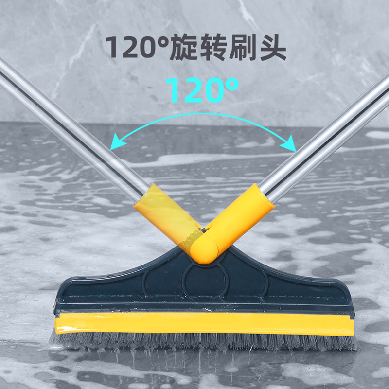 ツーインワン浴室床ワイパー、硬い毛のトイレ浴室床継ぎ目ブラシ、タイルのデッドコーナーを掃除するための長いハンドル|undefined