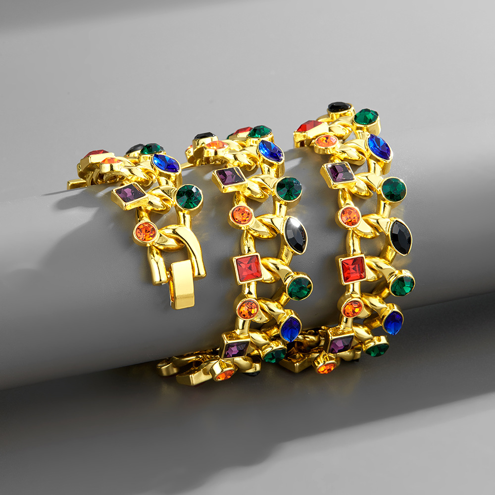 Collana a catena cuban link geometrica con diamanti_voghion.com