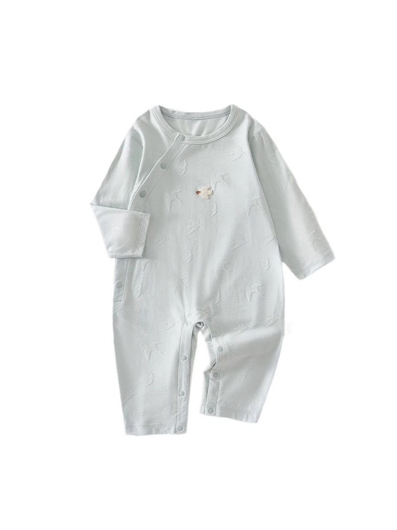 Primavera y verano nuevos productos de algodón Moti flor un estándar de manga larga baby pijama de colga inclinada baby overcoat