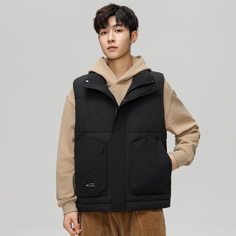 High-end suelto chaleco blanco de color sólido chaleco caliente hombro chaleco de plumón personalizado ropa de trabajo marca de moda hombre image 22