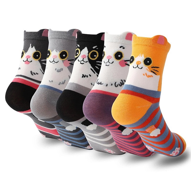 Women's mid-calf socks with cat and dog patterns, cross-border cotton socks, casual striped mid-length socks, new Amazon style Women's mid-calf socks with cat and dog patterns, cross-border cotton socks, casual striped mid-length socks, new Amazon style