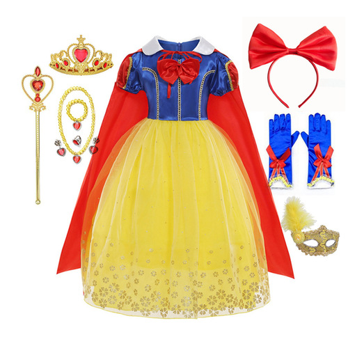 Little Girl Snow White Dress Children Frozen Long Sleeve Autumn Winter Halloween Costume Children's Day One Piece