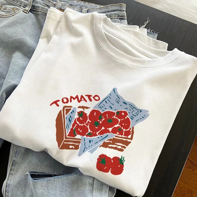 Vintage Tomato Style Sun Handprint Women's T-Shirt Casual Loose Short Sleeve Top Aesthetic Zodiac Cute Fashion T-Shirt Vintage Tomato Style Sun Handprint Women's T-Shirt Casual Loose Short Sleeve Top Aesthetic Zodiac Cute Fashion T-Shirt
