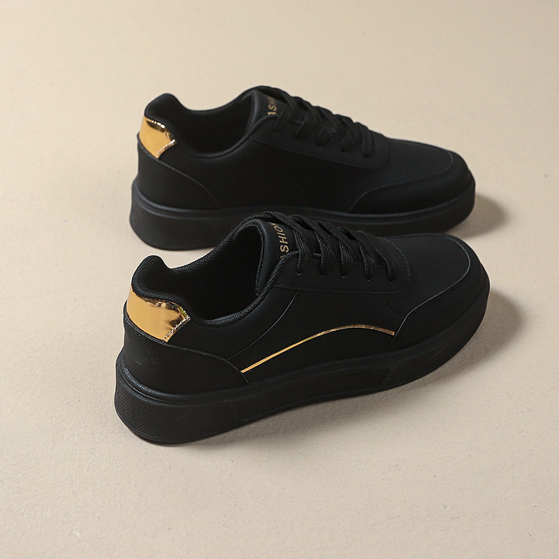 跨境女鞋软底不累脚2025新款春季休闲运动板鞋黑色防滑上班工作鞋