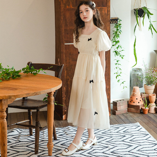 Ladies' Chiffon Dress Summer Short Sleeve Bubbling Sleeve Long Dress  Korean Version New Princess Dress Dropshipping One Piece