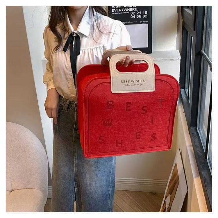 时尚毛毡包简约婚庆伴手礼大容量手提袋节日伴手礼托特包