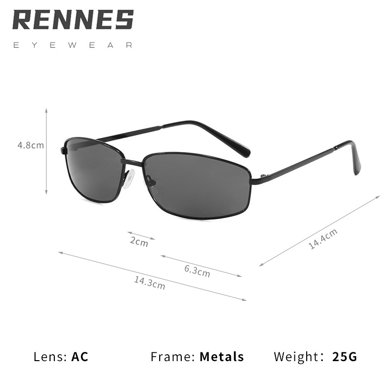 Nueva moda, tendencia de metal, gafas de sol rectangulares retro, personalidad europea y americana, gafas de sol para exteriores de alta gama